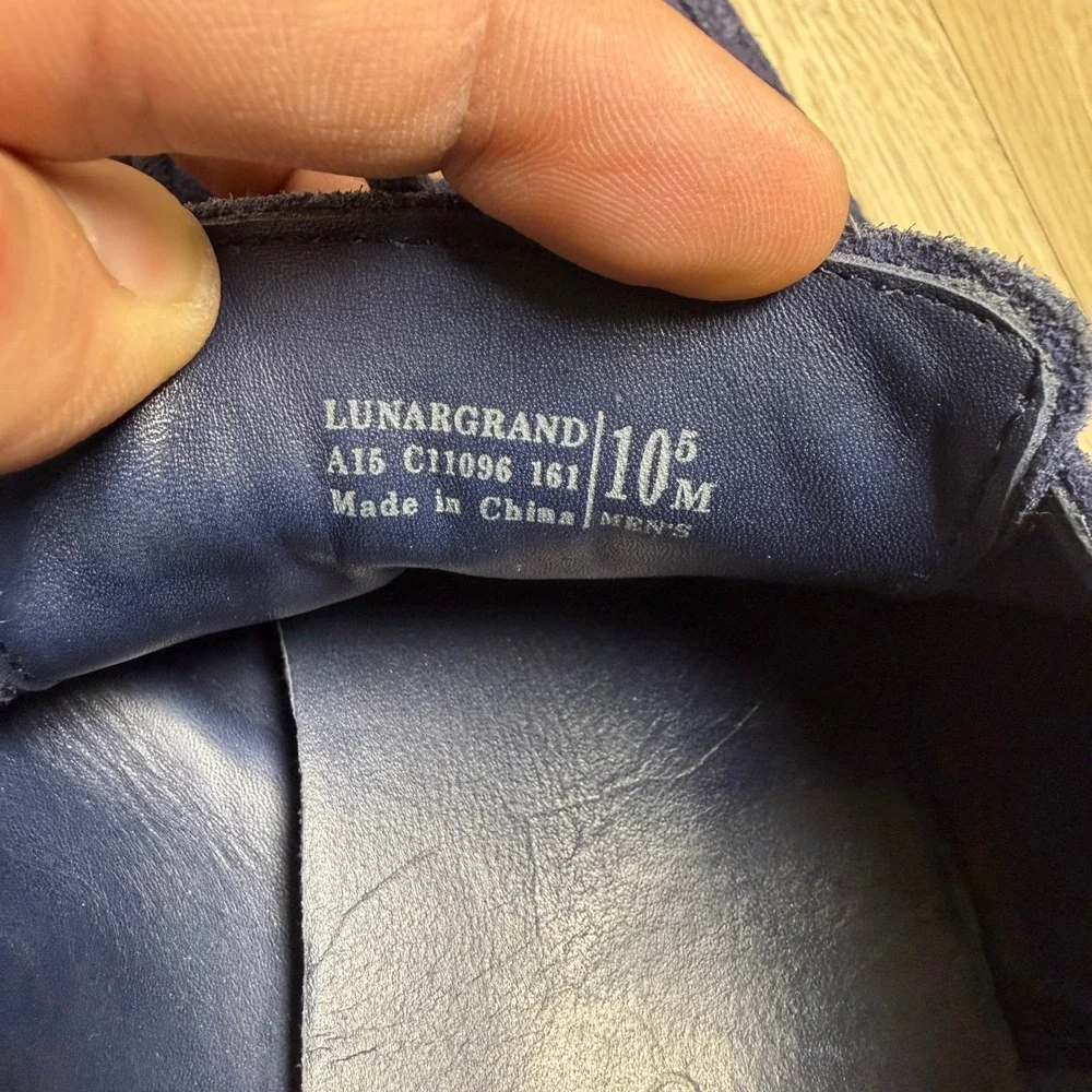 Cole Haan Lunargrand Wingtip Oxford Shoes Mens 10.5 Blue‎ Suede Lunarlon C11096